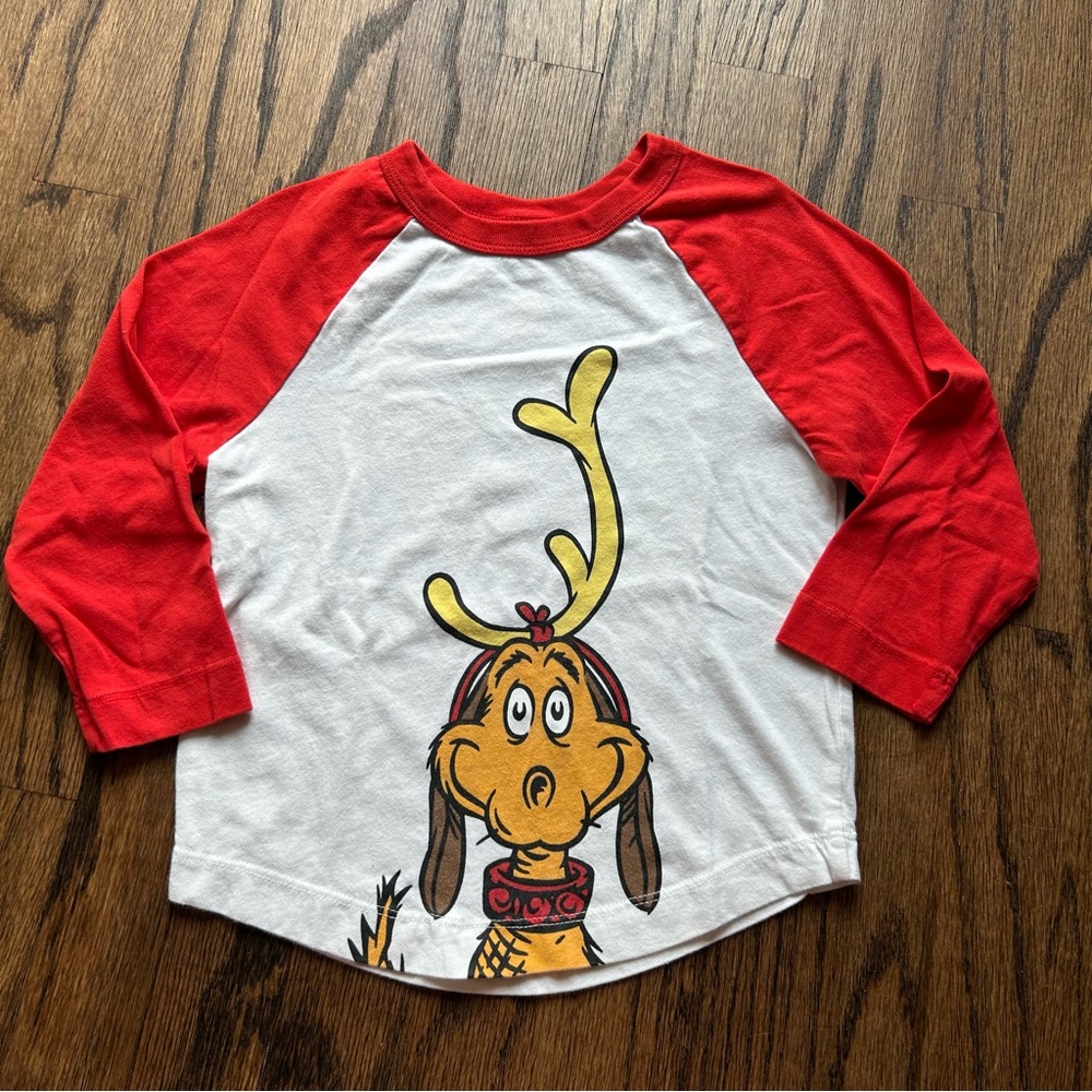Hanna Andersson Grinch Red and White Max Graphic Raglan Shirt